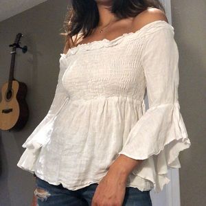 Zara off the shoulder white blouse